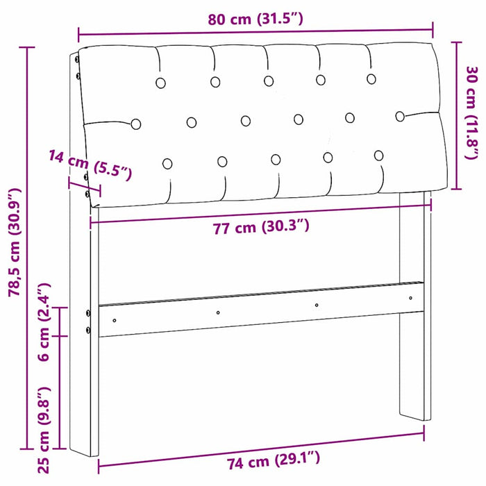 Tăblie tapițată Gri deschis 80 cm Lemn de pin masiv - WALTI WALTI