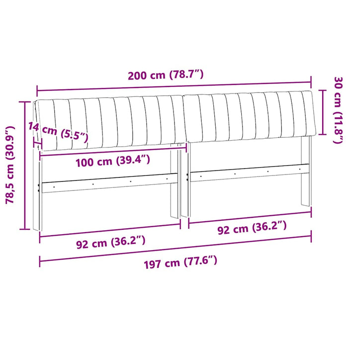 Tăblie tapițată Negru 200 cm Lemn de pin masiv - WALTI WALTI