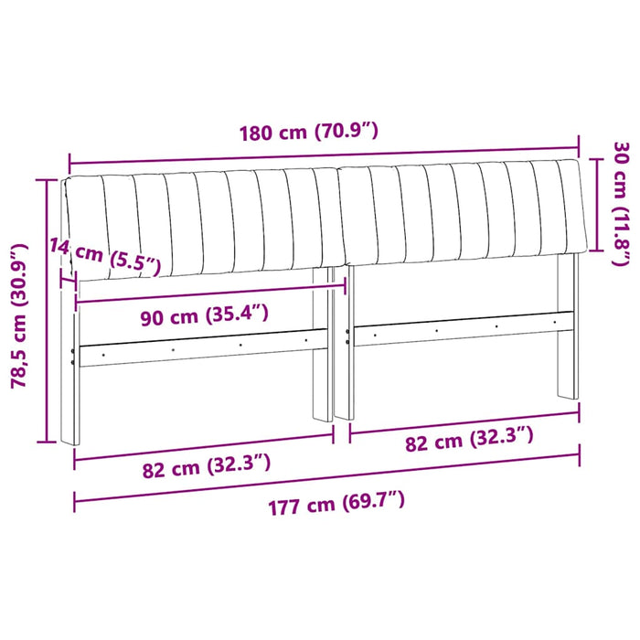 Tăblie tapițată Gri închis 180 cm Lemn de pin masiv - WALTI WALTI