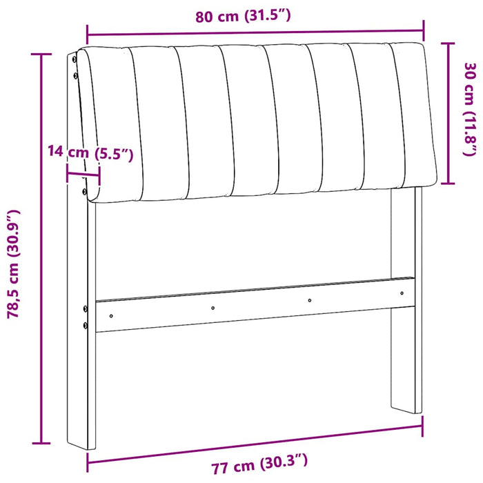 Tăblie tapițată Negru 80 cm Lemn de pin masiv - WALTI WALTI