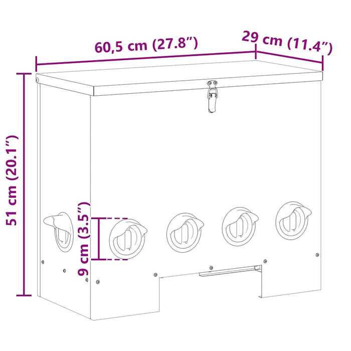 Feeder pentru pui Verde măsliniu 60,5 x 29 x 51 cm - WALTI WALTI
