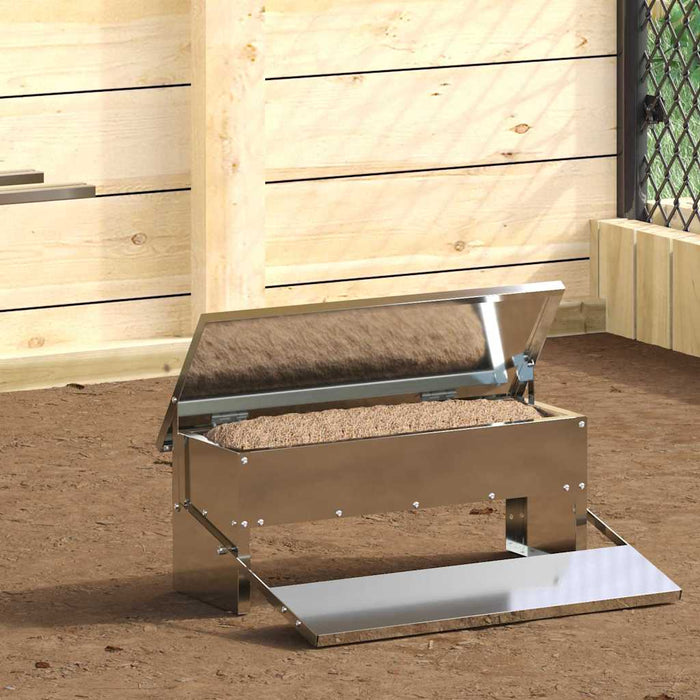 Hrănitor cu pedale pentru pui Argintiu 48,5 x 39,5 x 19 cm - WALTI WALTI