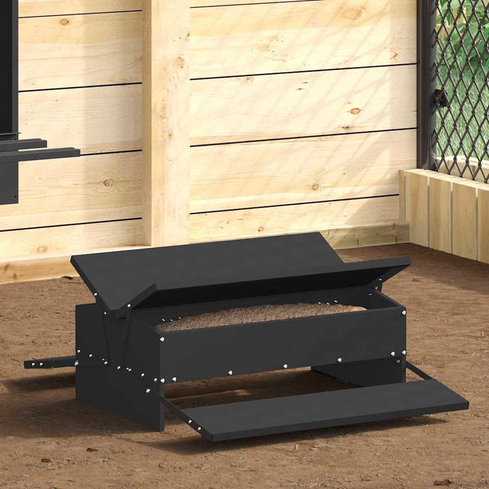 Hrănitor cu pedale pentru pui Negru 75 x 53 x 20,5 cm - WALTI WALTI
