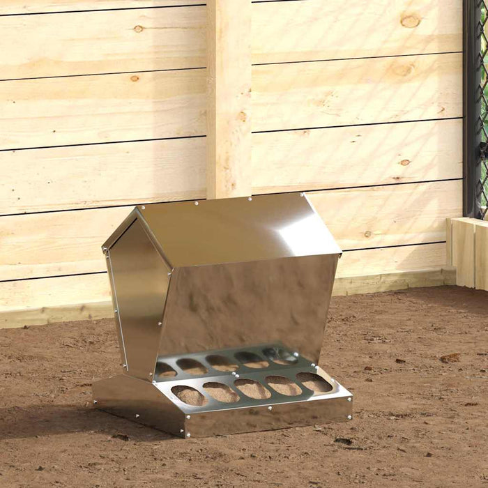Feeder pentru pui Argintiu 40 x 40 x 45 cm Oțel Galvanizat - WALTI WALTI