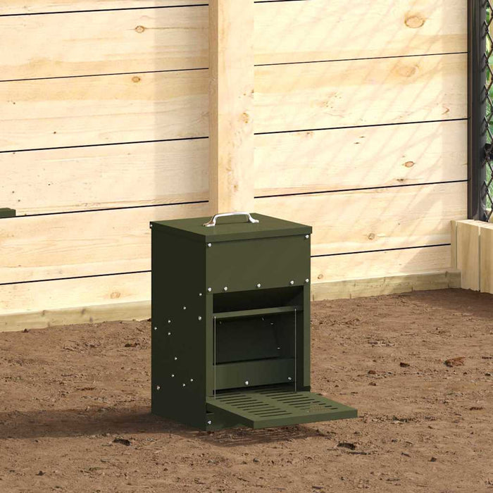 Hrănitor cu pedale pentru pui Verde măsliniu 25 x 42 x 40 cm - WALTI WALTI