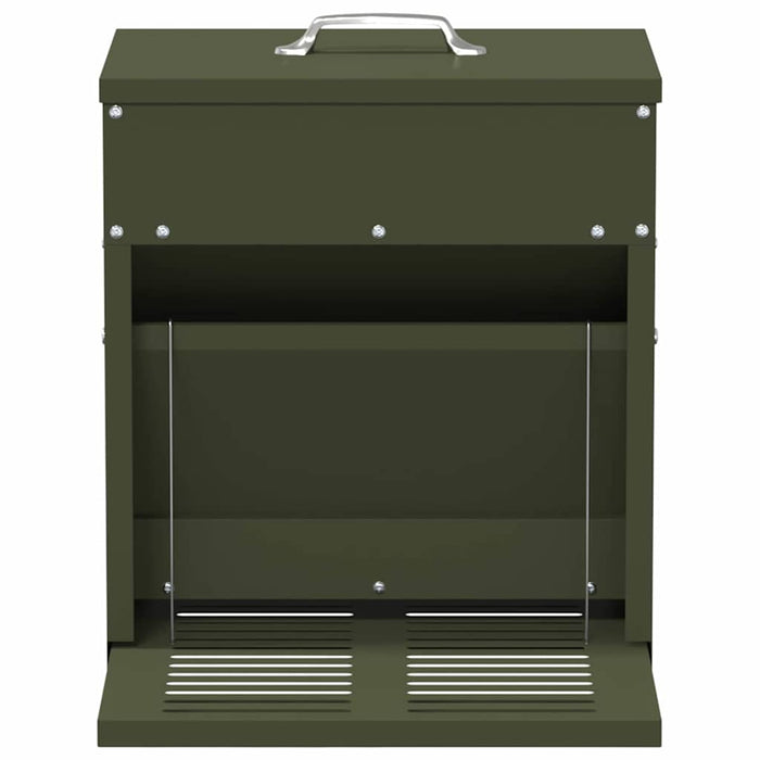 Hrănitor cu pedale pentru pui Verde măsliniu 33 x 42 x 40 cm - WALTI WALTI