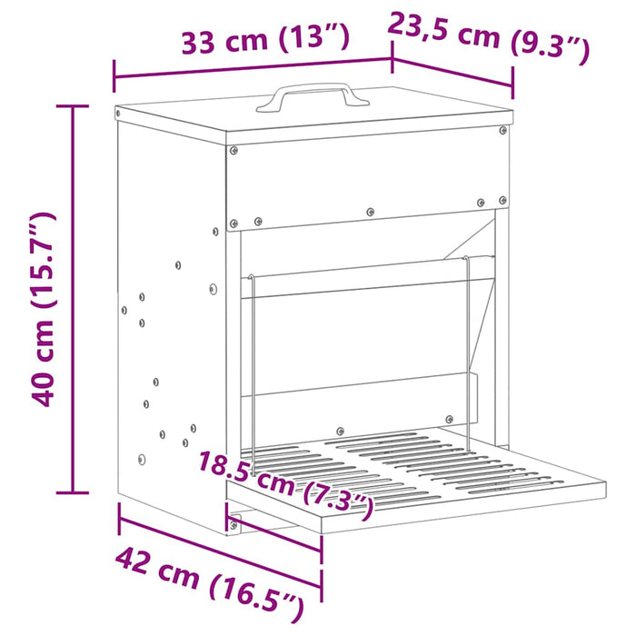 Hrănitor cu pedale pentru pui Verde măsliniu 33 x 42 x 40 cm - WALTI WALTI