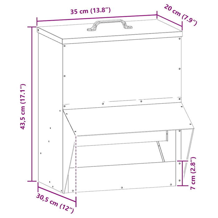Feeder pentru pui Negru 20 x 25 x 35 cm Oțel Laminat la Rece - WALTI WALTI