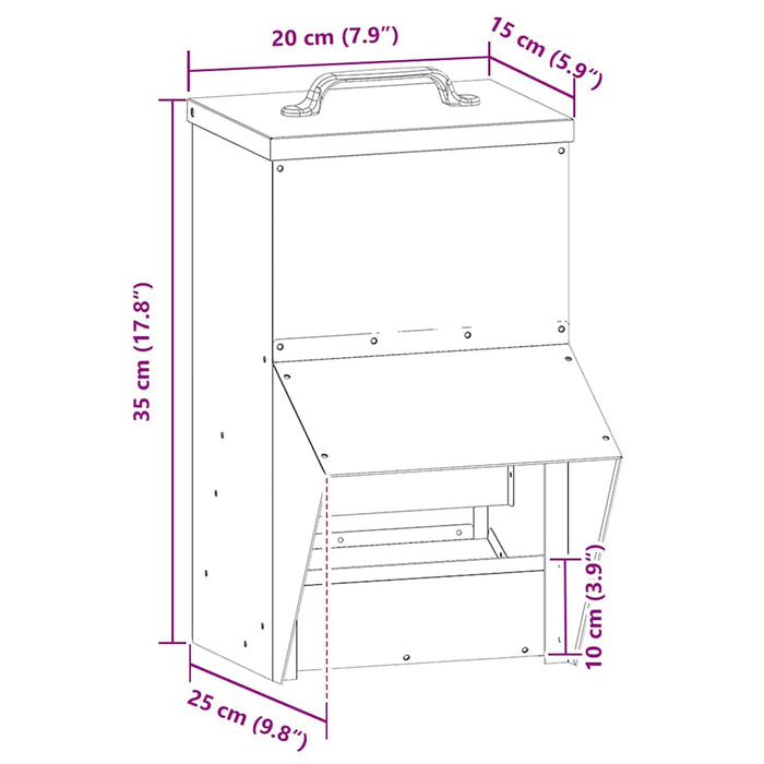 Feeder pentru pui Negru 20 x 25 x 35 cm Oțel Laminat la Rece - WALTI WALTI