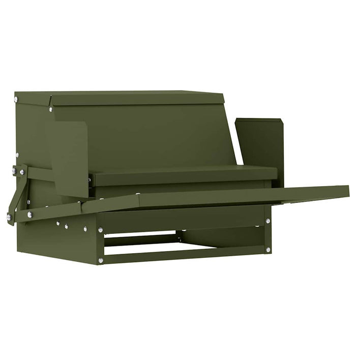 Hrănitor cu pedale pentru pui Verde măsliniu 50 x 40 x 29 cm - WALTI WALTI