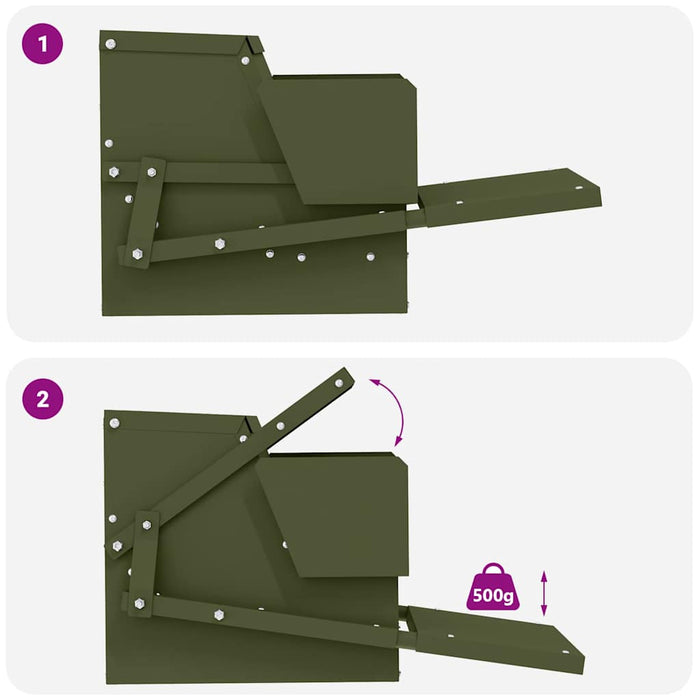 Hrănitor cu pedale pentru pui Verde măsliniu 50 x 40 x 29 cm - WALTI WALTI