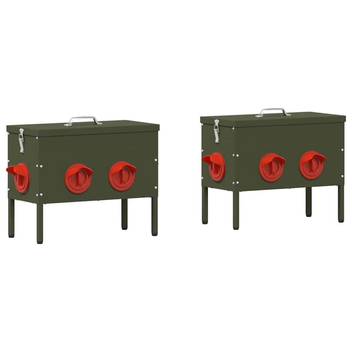 Feeder pentru pui 2 pcs Verde măsliniu 41,5 x 20,5 x 33 cm - WALTI WALTI