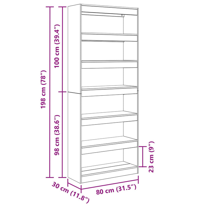 Dulap pentru cărți Gri Sonoma 80 x 30 x 198 cm Lemn compozit - WALTI WALTI