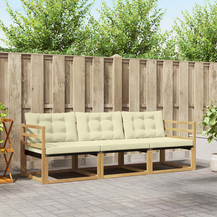 Set de canapele de exterior cu pernă 3 pcs Alb și crem WALTI