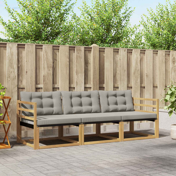 Set de canapele de exterior cu pernă 3 pcs Alb și gri deschis WALTI