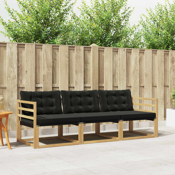 Set de canapele de exterior cu pernă 3 pcs Alb și negru WALTI