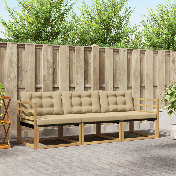 Set de canapele de exterior cu pernă 3 pcs Alb și Bej WALTI