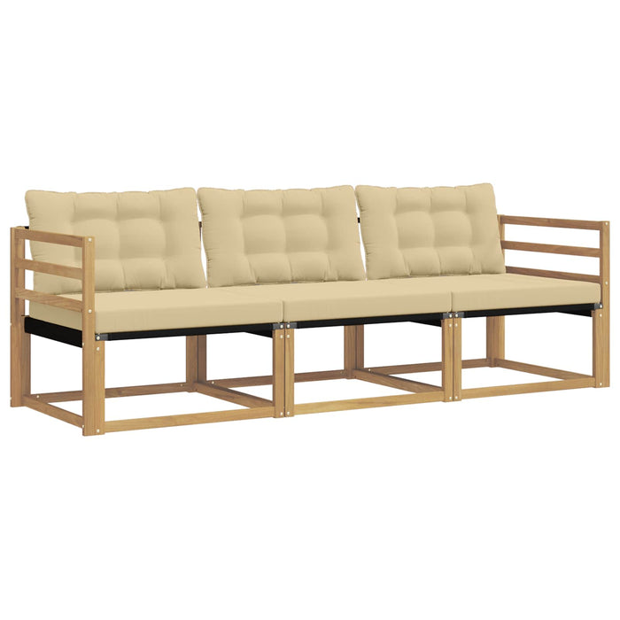 Set de canapele de exterior cu pernă 3 pcs Alb și Bej WALTI