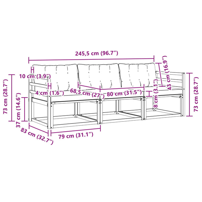 Set de canapele de exterior cu pernă 3 pcs Alb și Bej WALTI
