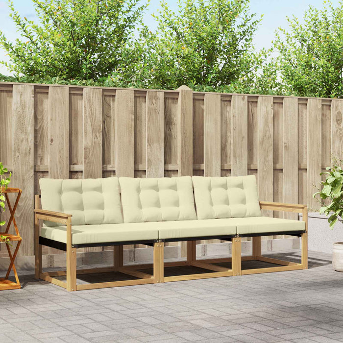 Set de canapele de exterior cu pernă 3 pcs Alb și crem WALTI