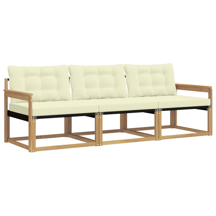 Set de canapele de exterior cu pernă 3 pcs Alb și crem WALTI