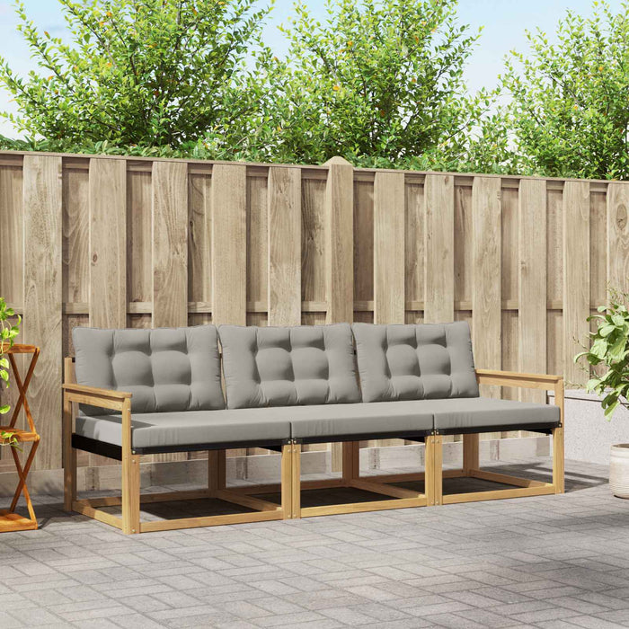 Set de canapele de exterior cu pernă 3 pcs Alb și gri deschis WALTI
