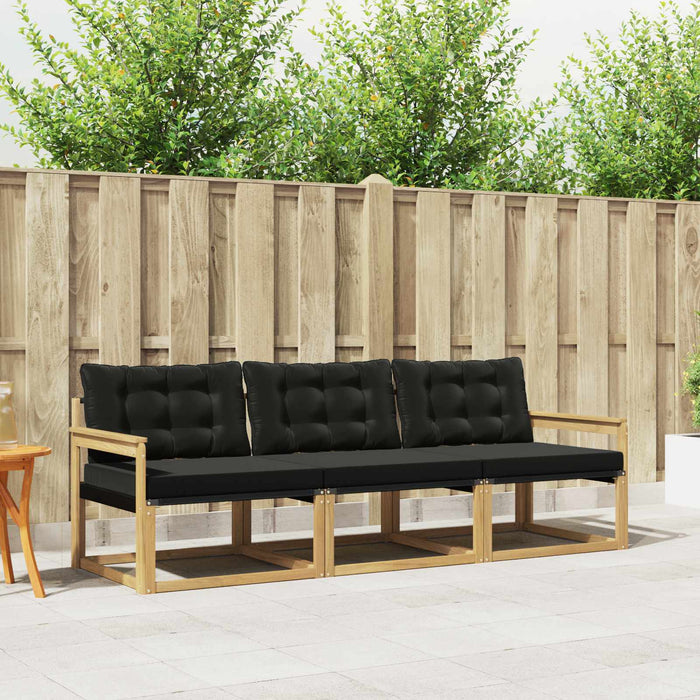 Set de canapele de exterior cu pernă 3 pcs Alb și negru WALTI