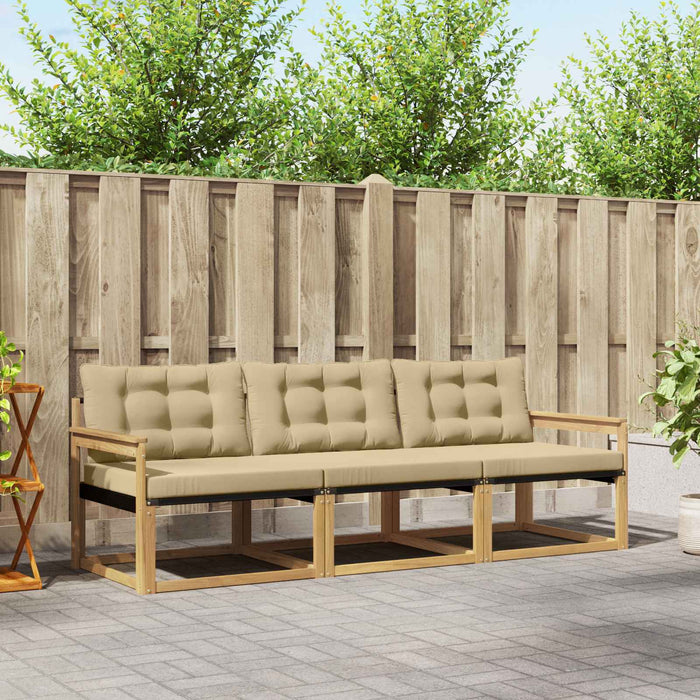 Set de canapele de exterior cu pernă 3 pcs Alb și Bej WALTI