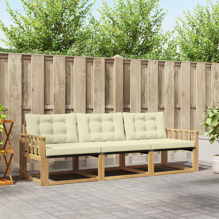 Set de canapele de exterior cu pernă 3 pcs Alb și crem WALTI