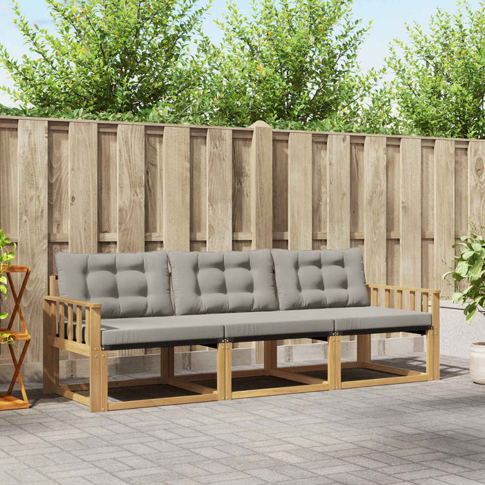 Set de canapele de exterior cu pernă 3 pcs Alb și gri deschis WALTI