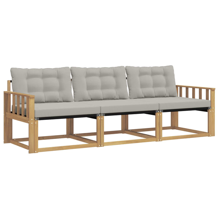 Set de canapele de exterior cu pernă 3 pcs Alb și gri deschis WALTI