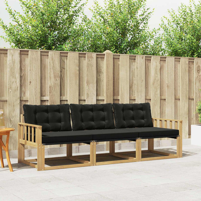 Set de canapele de exterior cu pernă 3 pcs Alb și negru WALTI