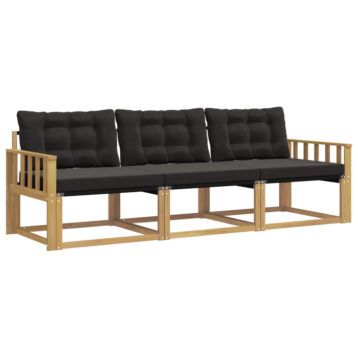 Set de canapele de exterior cu pernă 3 pcs Alb și negru WALTI