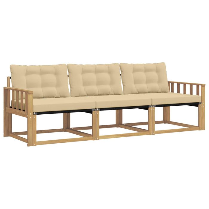 Set de canapele de exterior cu pernă 3 pcs Alb și Bej WALTI