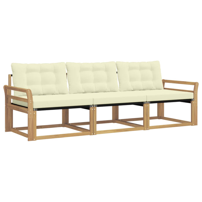 Set de canapele de exterior cu pernă 3 pcs Alb și crem WALTI
