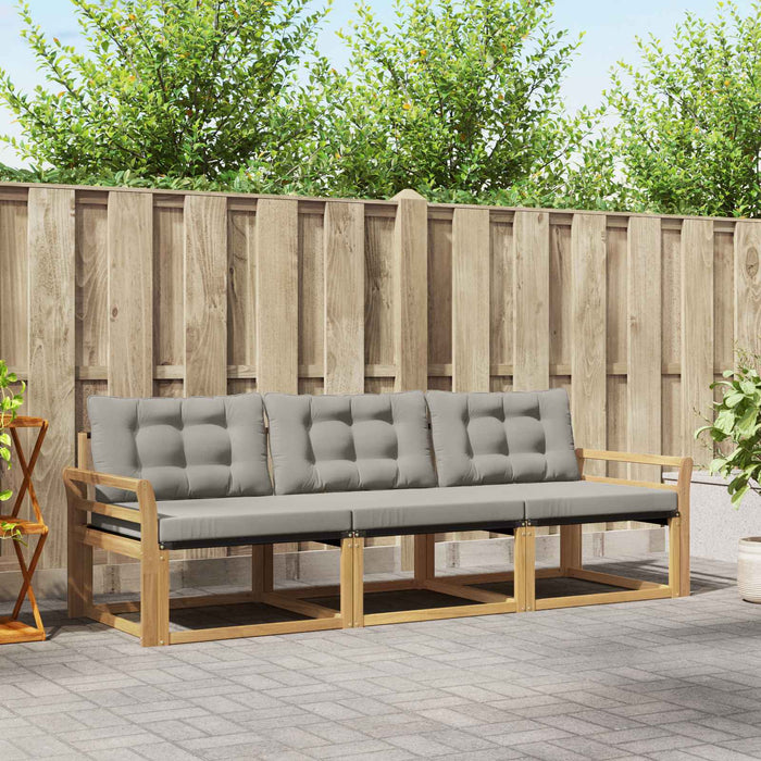 Set de canapele de exterior cu pernă 3 pcs Alb și gri deschis WALTI
