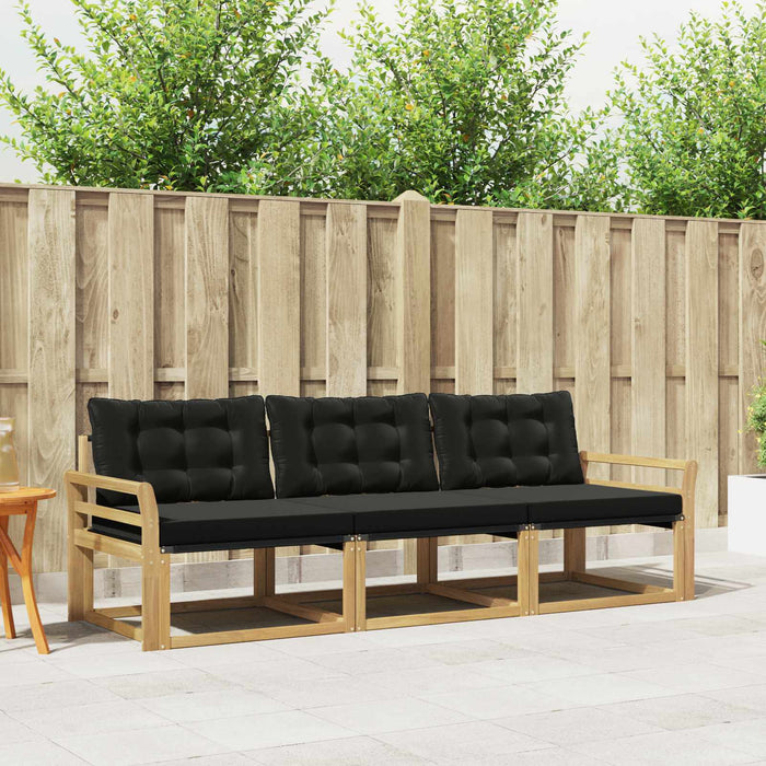 Set de canapele de exterior cu pernă 3 pcs Alb și negru WALTI