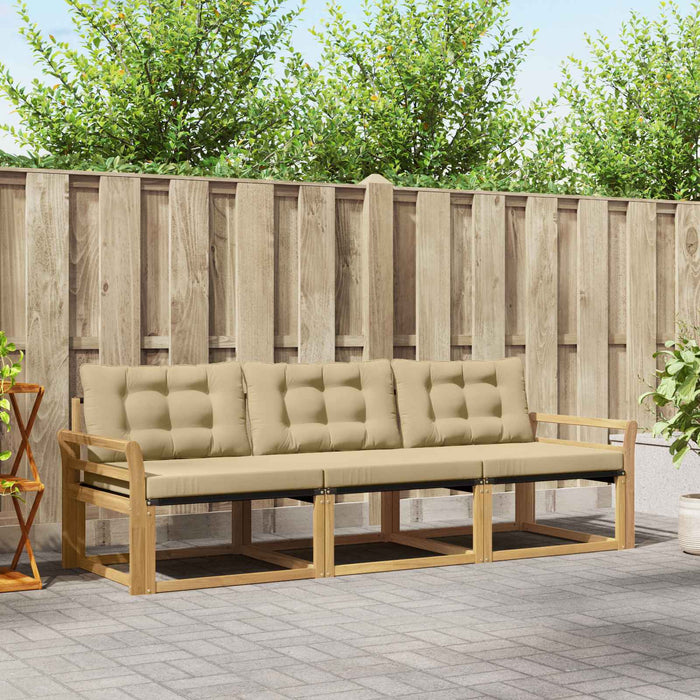 Set de canapele de exterior cu pernă 3 pcs Alb și Bej WALTI