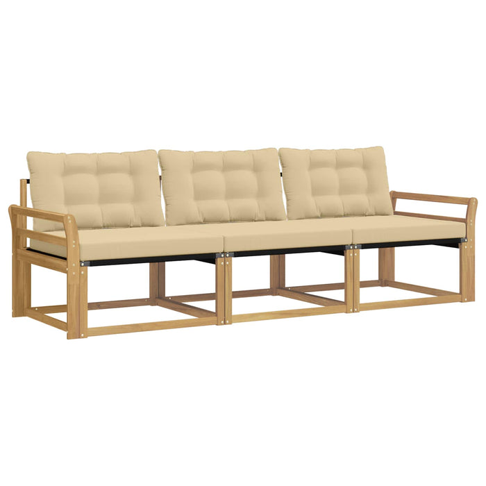 Set de canapele de exterior cu pernă 3 pcs Alb și Bej WALTI