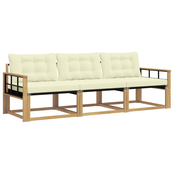 Set de canapele de exterior cu pernă 3 pcs Alb și crem WALTI