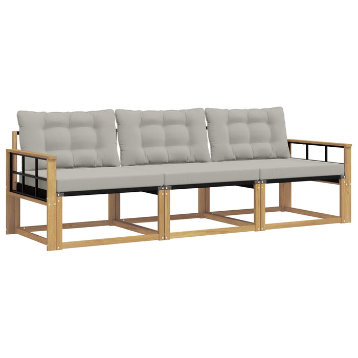 Set de canapele de exterior cu pernă 3 pcs Alb și gri deschis WALTI