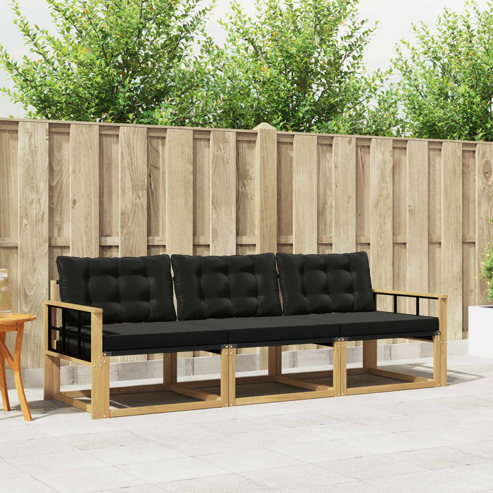 Set de canapele de exterior cu pernă 3 pcs Alb și negru WALTI