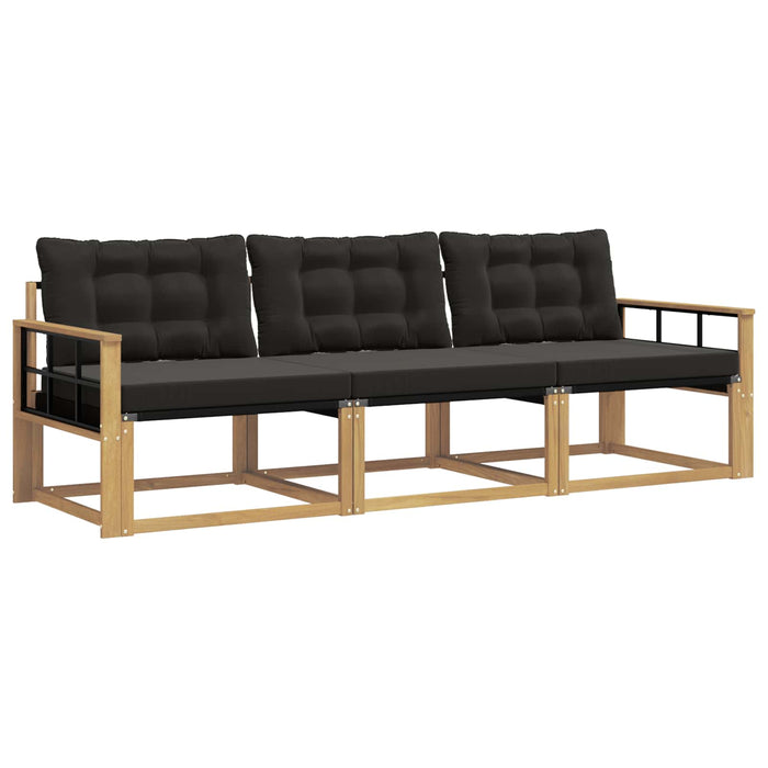 Set de canapele de exterior cu pernă 3 pcs Alb și negru WALTI