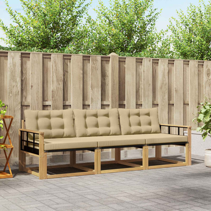 Set de canapele de exterior cu pernă 3 pcs Alb și Bej WALTI