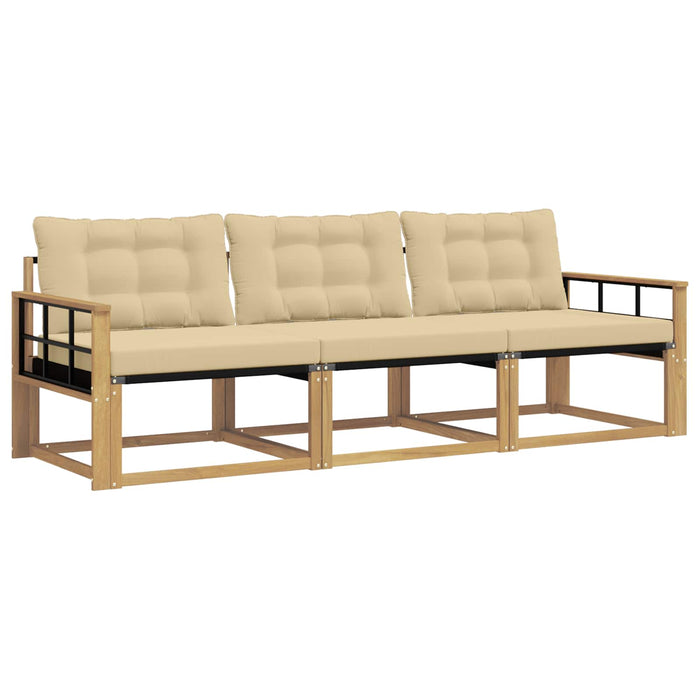 Set de canapele de exterior cu pernă 3 pcs Alb și Bej WALTI