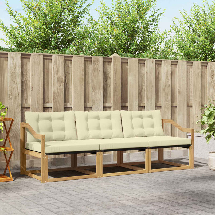 Set de canapele de exterior cu pernă 3 pcs Alb și crem WALTI