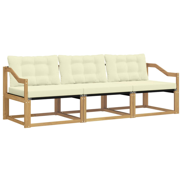 Set de canapele de exterior cu pernă 3 pcs Alb și crem WALTI