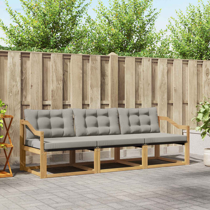 Set de canapele de exterior cu pernă 3 pcs Alb și gri deschis WALTI