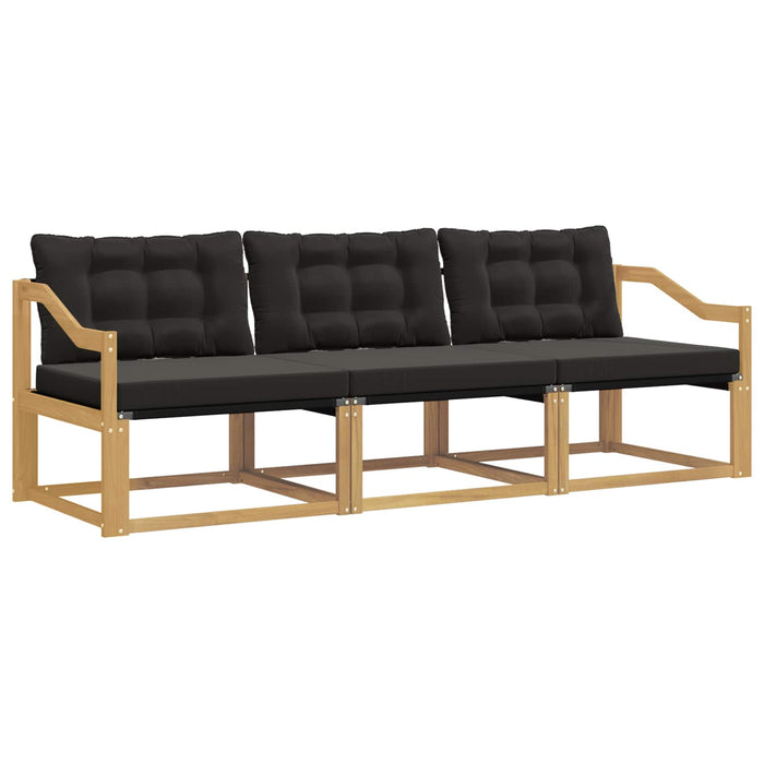 Set de canapele de exterior cu pernă 3 pcs Alb și negru WALTI