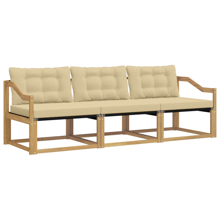 Set de canapele de exterior cu pernă 3 pcs Alb și Bej WALTI